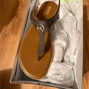 Michael Kors Brown Logo Thong Sandals